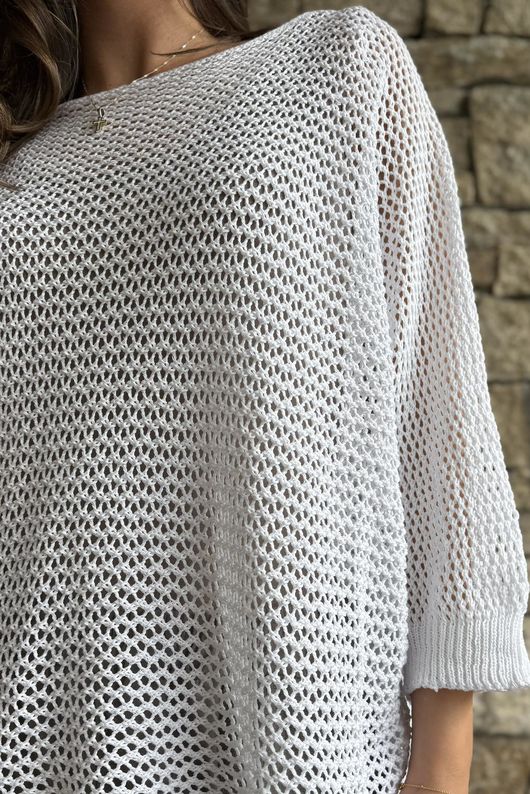 Conrad Grunge Loose Cotton Knit White  Pre order due 1 week 